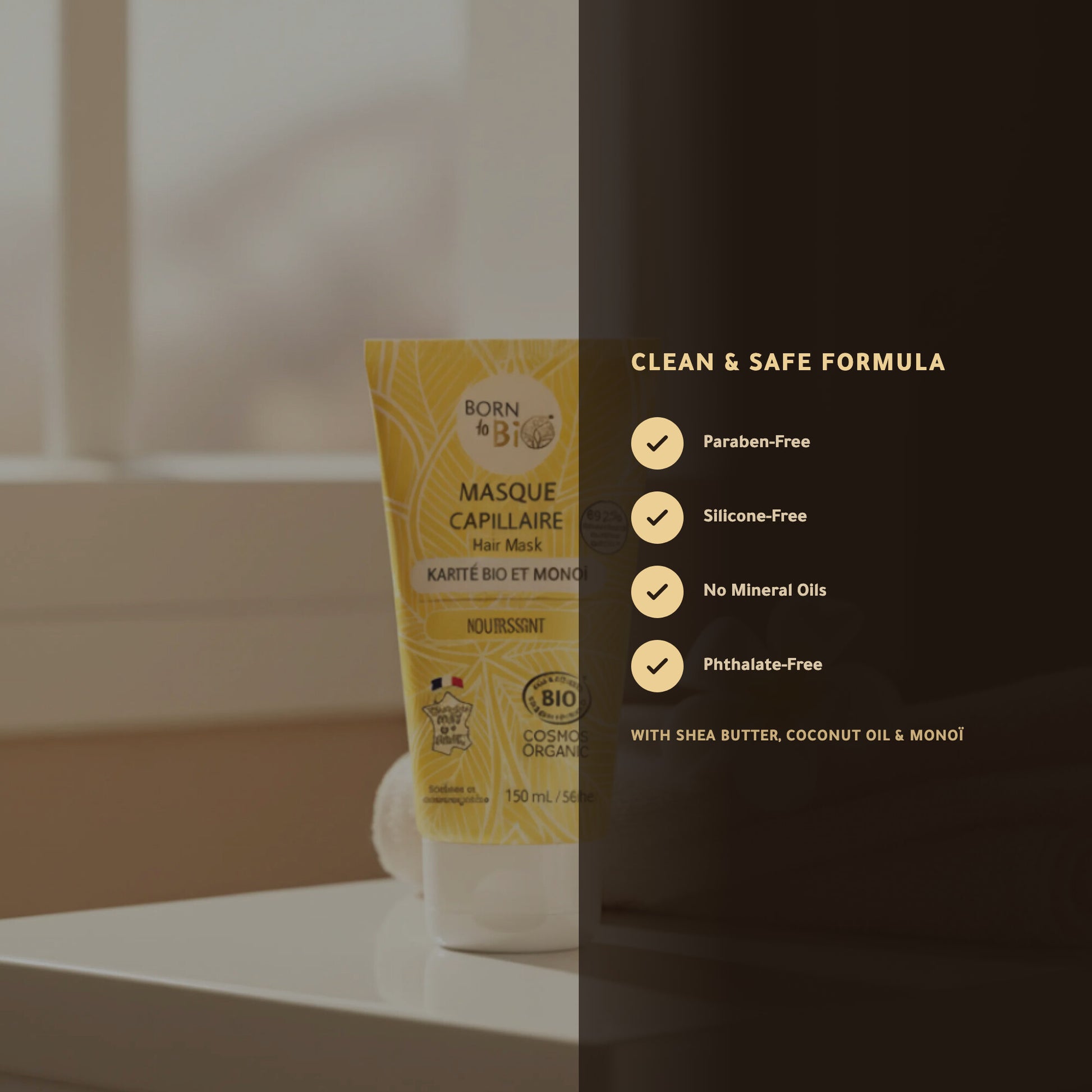 Organic Shea & Monoï Hair Mask for Dry Hair – Certified Organic | Born to Bio Vichy – slide 3