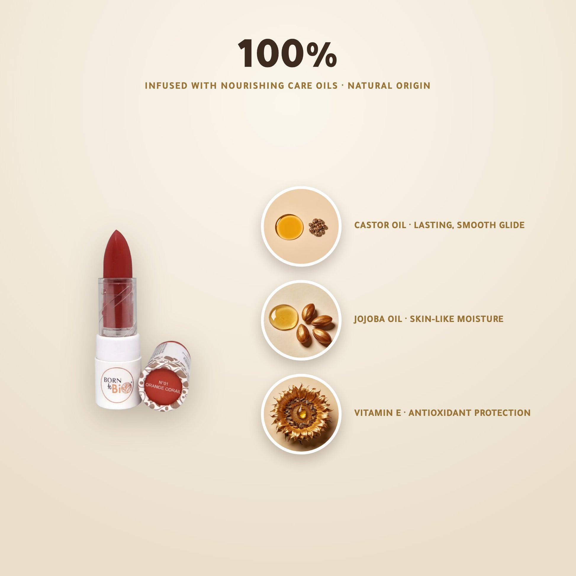 Certified Organic Shiny Lipstick – Nourishing Plant Oils | Born to Bio – slide 4