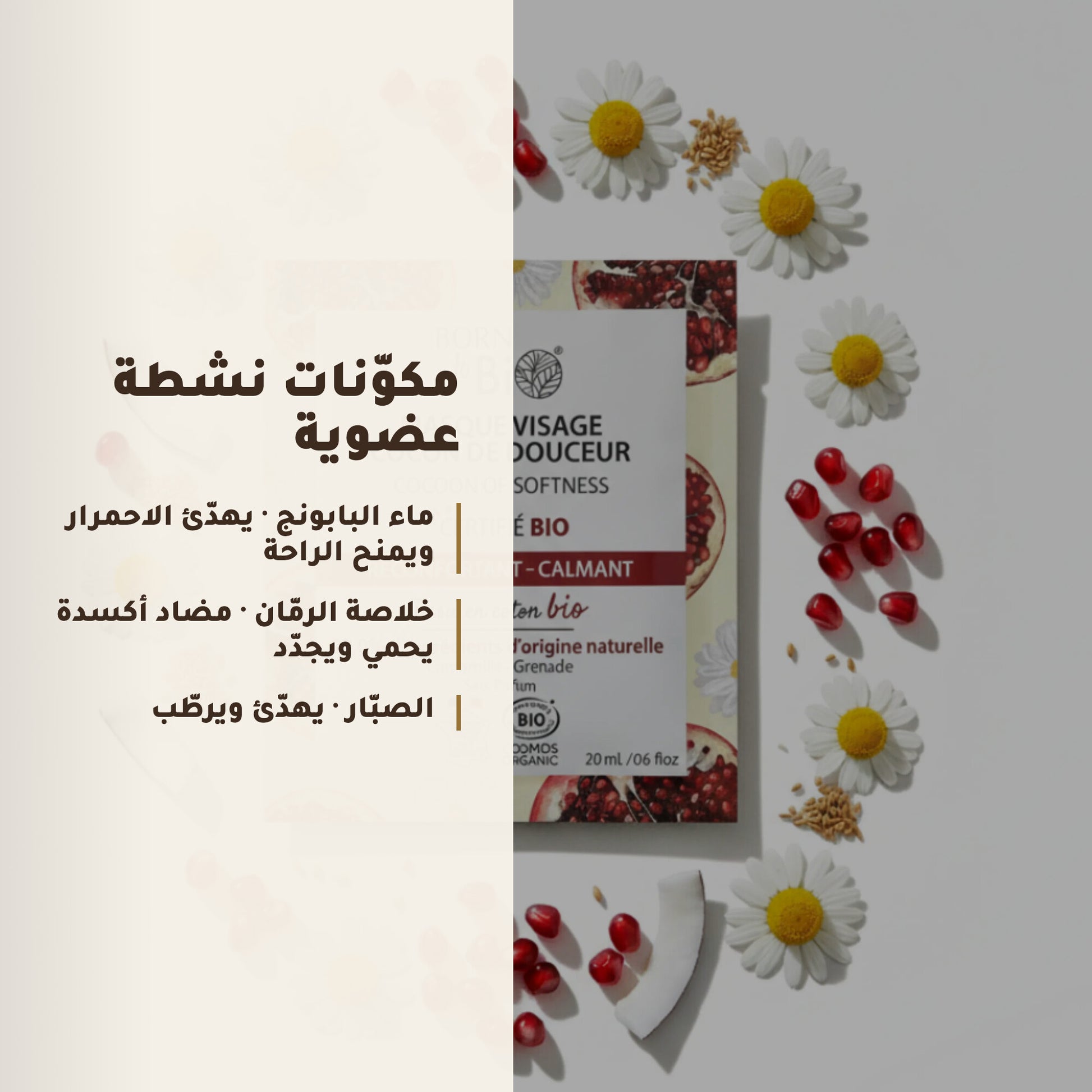 قناع العناية المهدّئة بالبشرة الحساسة – مُعتمد عضويًا | بورن تو بيو فيشي – 3