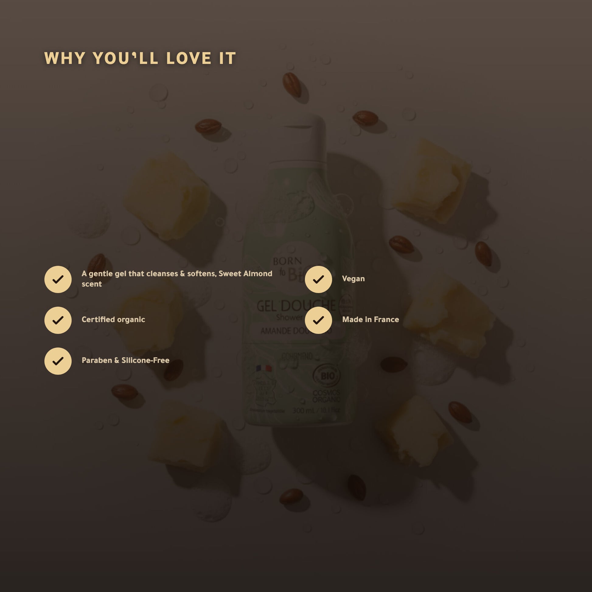 Organic Sweet Almond Shower Gel – Certified Organic | Born to Bio Vichy – slide 2