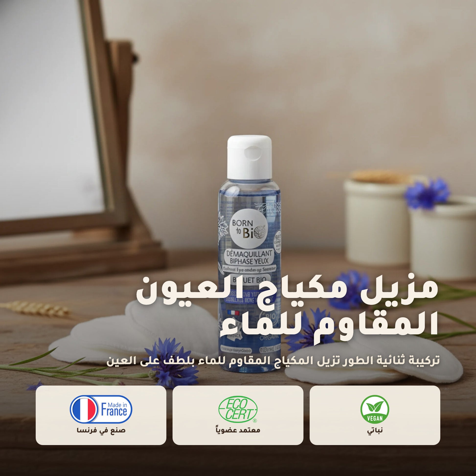 مزيل مكياج العيون المضاد للماء عضوي معتمد من بيو كوزموس - بورن تو بيو - فيشي فرنسا – 1