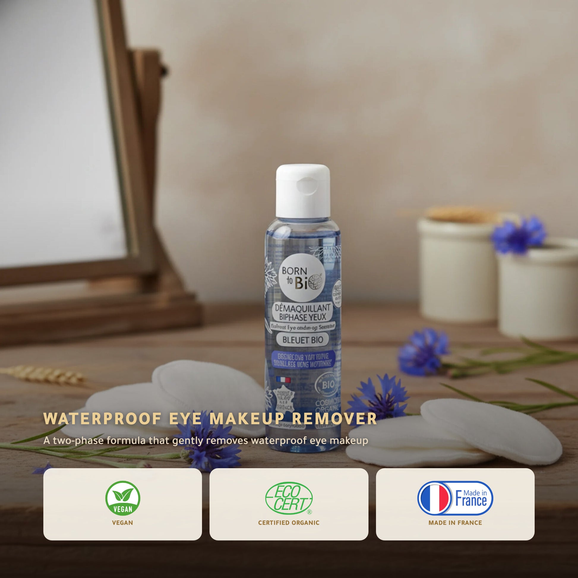 Certified Organic Waterproof Eye Makeup Remover - Born to Bio Vichy France – slide 1