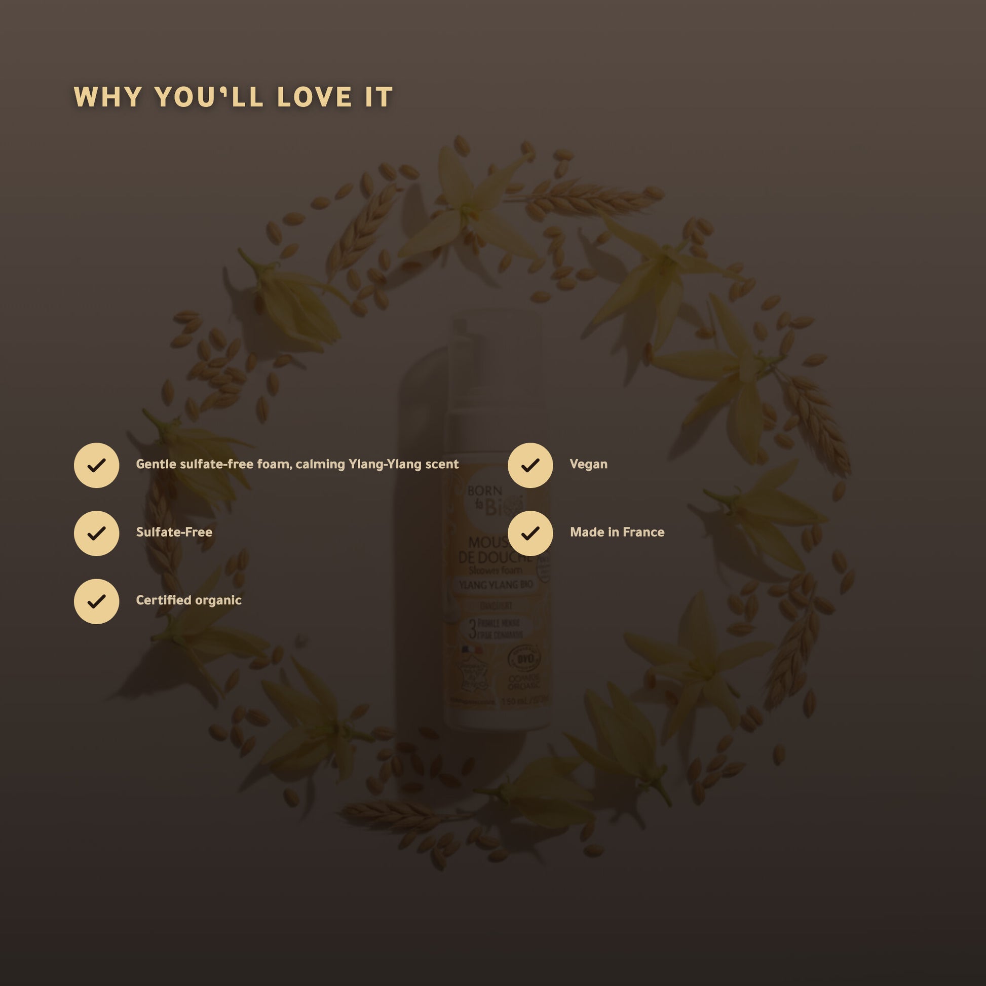 Organic Ylang-Ylang Shower Foam – Certified Organic | Born to Bio Vichy – slide 2