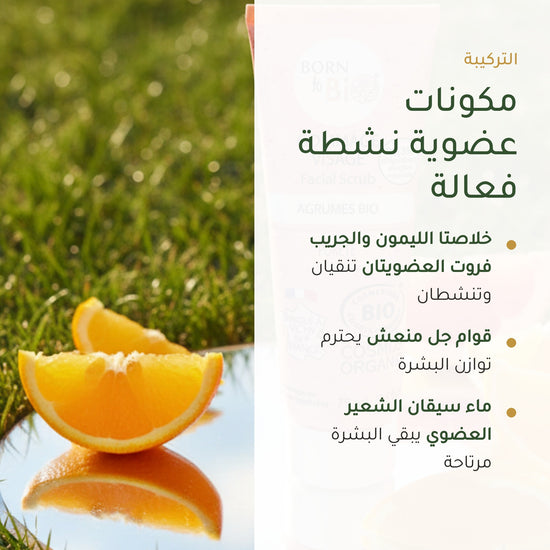 مقشّر وجه عضوي بالحمضيات – صنع في فيشي فرنسا | بورن تو بيو فيشي – شريحة 3