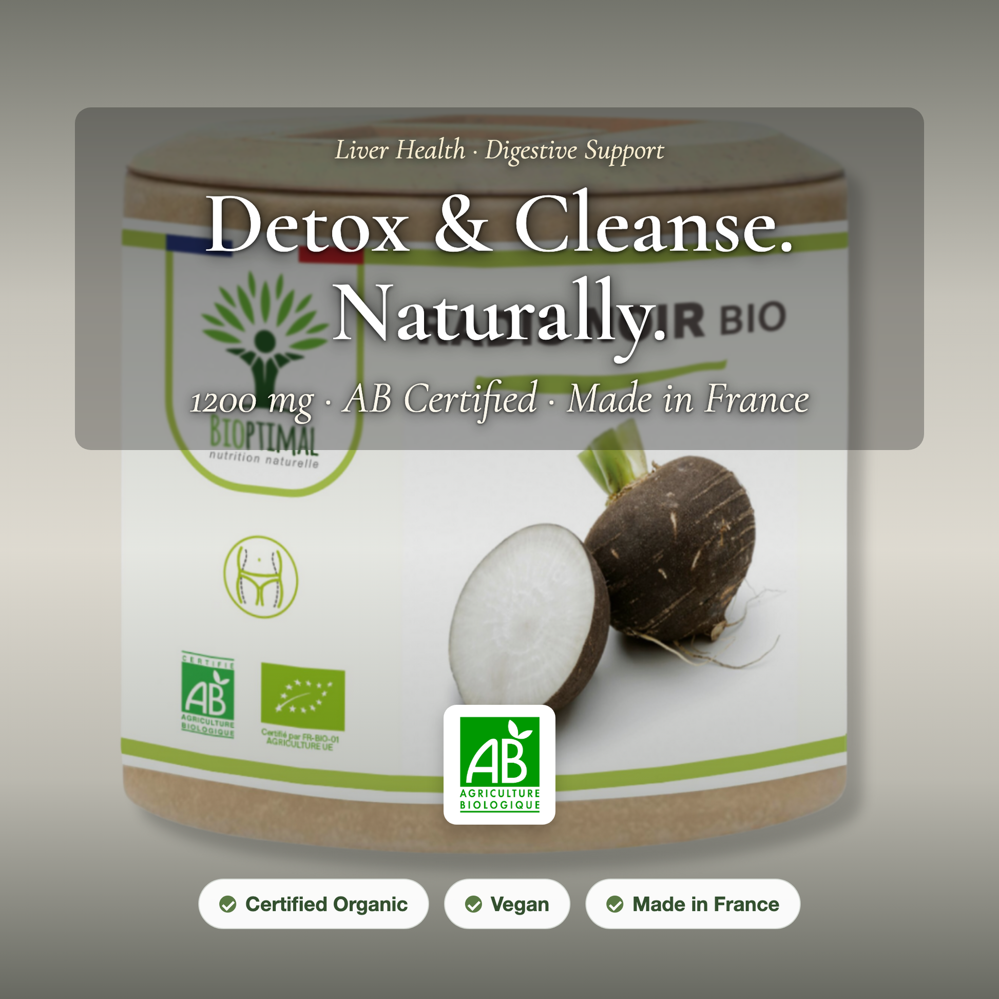 Organic Black Radish Supplement – Liver Detox & Digestive Support – 1200 mg AB Certified Made in France | Pure n' Bio