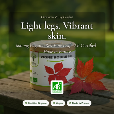 Organic Red Vine Leaf Supplement – Boosts Circulation & Enhances Skin Radiance | Made in France