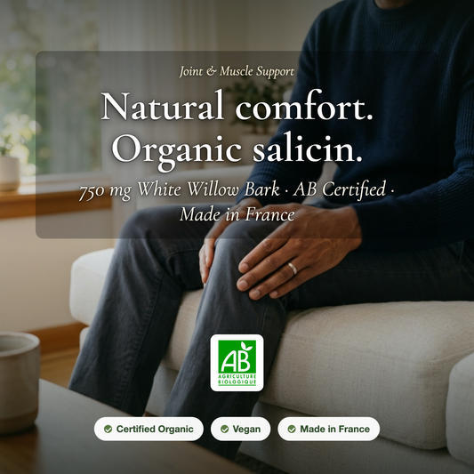 [EN] Organic White Willow Bark Supplement – Joint Muscle Support Natural Salicin – AB Certified Made in France | Pure n' Bio