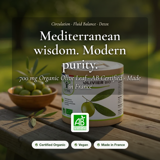 [EN] Organic Olive Leaf Supplement Circulation Fluid Balance Detox – 700 mg Olea Europaea AB Certified – Made in France | Pure n' Bio