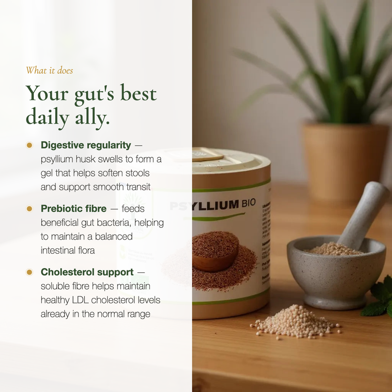 [EN] Psyllium Husk Benefits Gut Health Transit Prebiotic Cholesterol – Soluble Fibre Plantago Ovata – Organic Supplement | Pure n' Bio