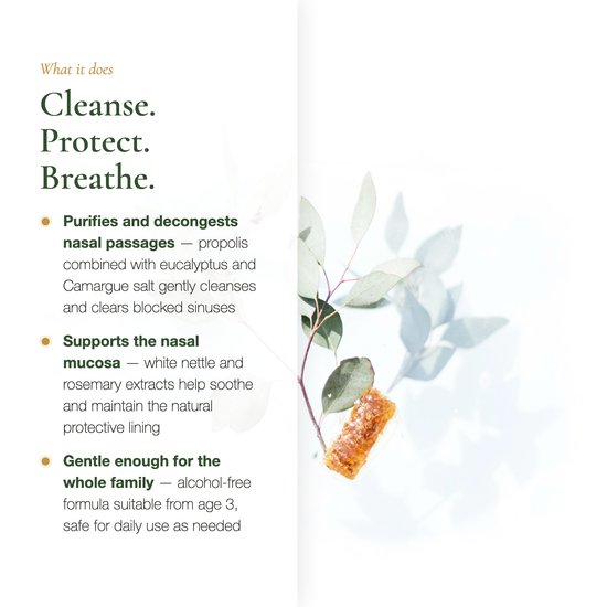 Propolis Nasal Spray Benefits – Decongests & Purifies Nasal Passages – Organic Eucalyptus & Camargue Salt | Pure n' Bio