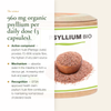 Psyllium Husk 960 mg Plantago Ovata 70-85 Percent Soluble Fibre EFSA Approved – Daily Dose 3 Capsules – AB Certified Organic | Pure n' Bio