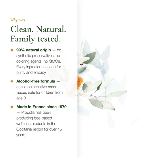 Natural Nasal Spray Why Choose Propolia – 99% Natural Alcohol-Free No GMO Made in France Since 1979 | Pure n' Bio