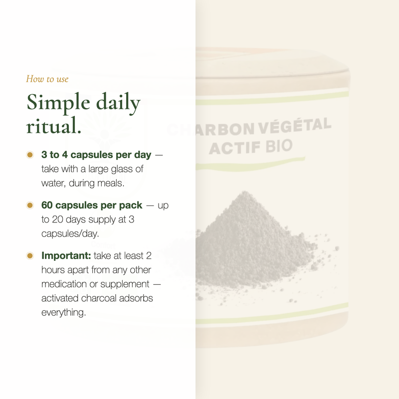 [EN] How to Use Activated Charcoal – 3 to 4 Capsules per Day with Meals | Pure n' Bio