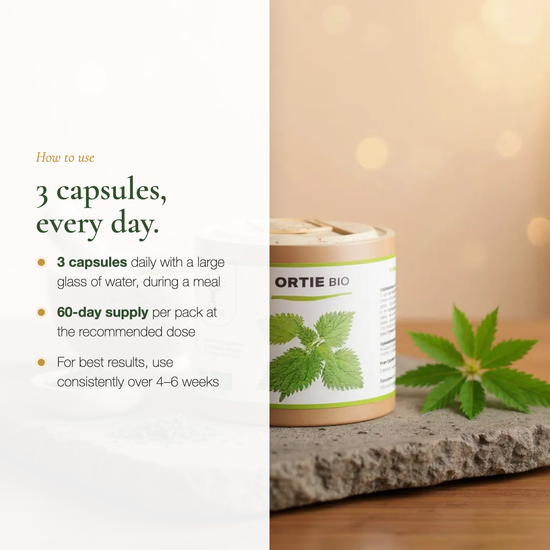 How to Use Nettle Supplement 3 Capsules Daily – 60-Day Supply With Meal – Organic Iron Supplement France | Pure n' Bio