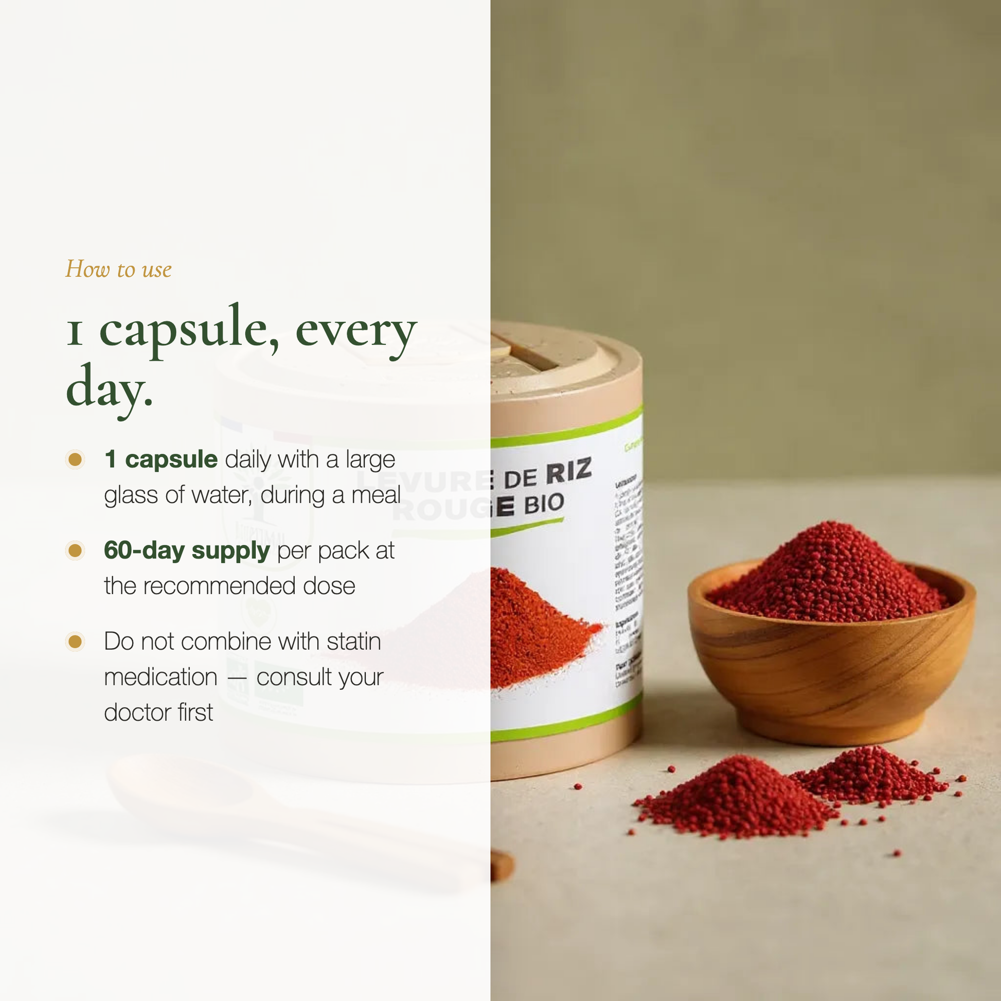 How to Use Red Yeast Rice Supplement – 1 Capsule Daily 60-Day Supply – Made in France | Pure n' Bio