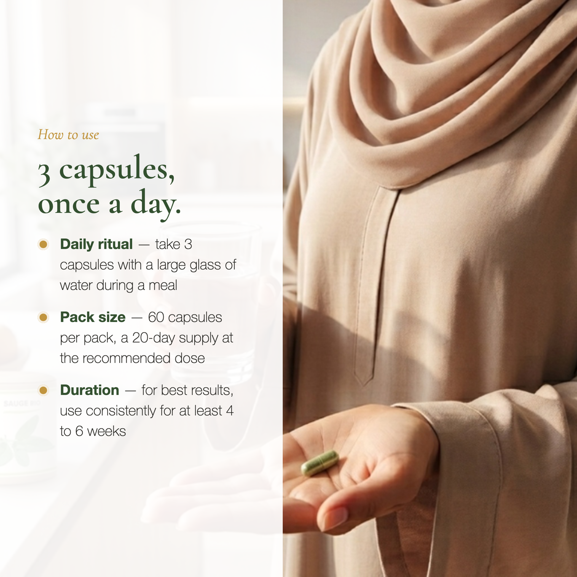 How to Use Organic Sage – 3 Capsules Daily 20-Day Supply – Made in France | Pure n' Bio