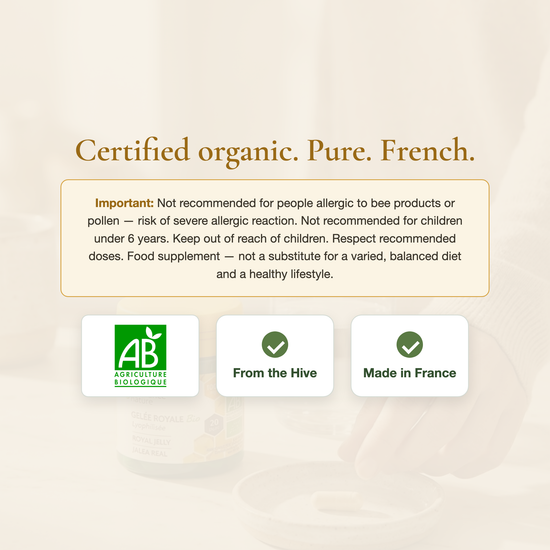 Royal Jelly Fleurance Nature Certifications – AB Certified Organic Pure French Health Standard | Pure n' Bio