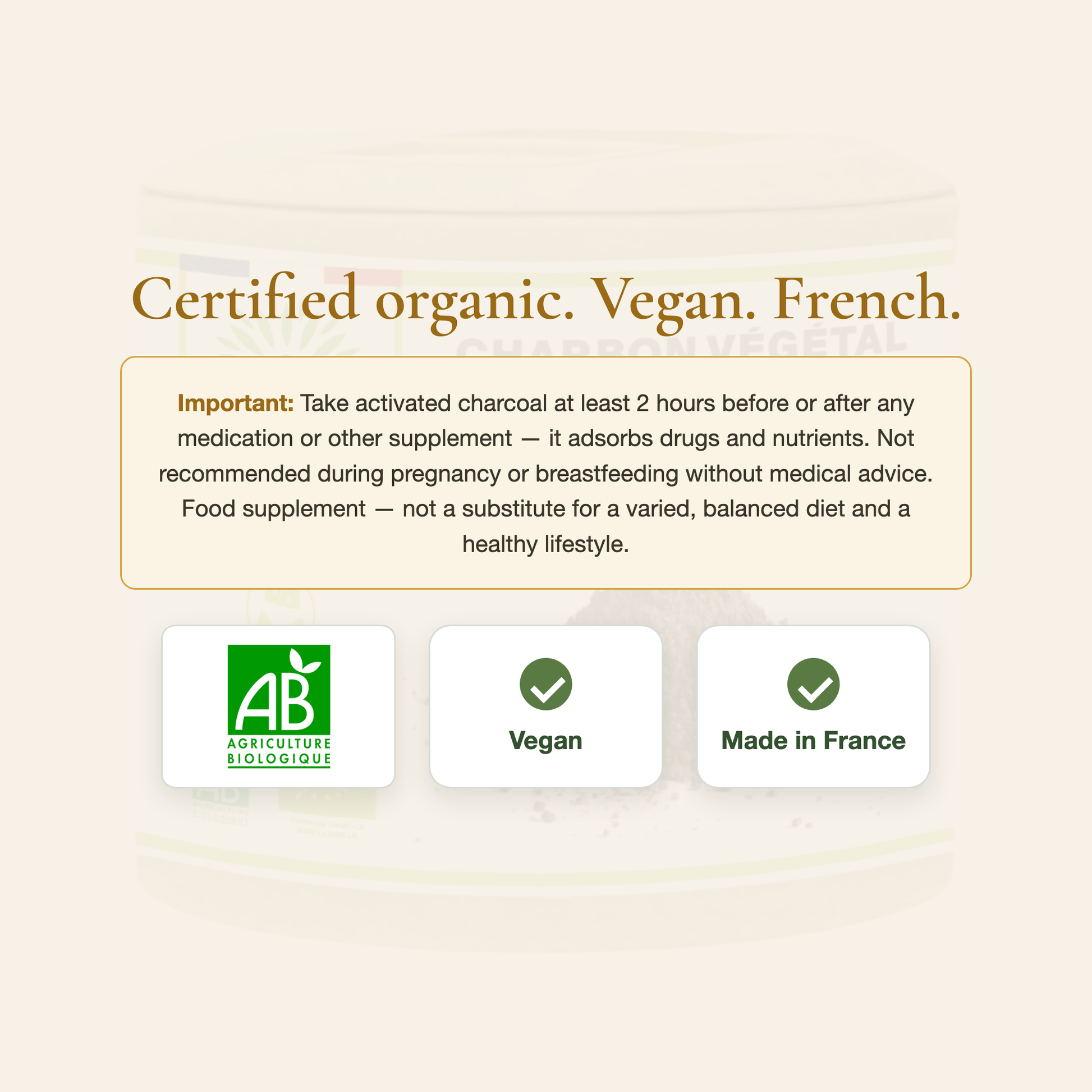 Activated Charcoal – AB Organic Certified Vegan French Supplement | Pure n' Bio