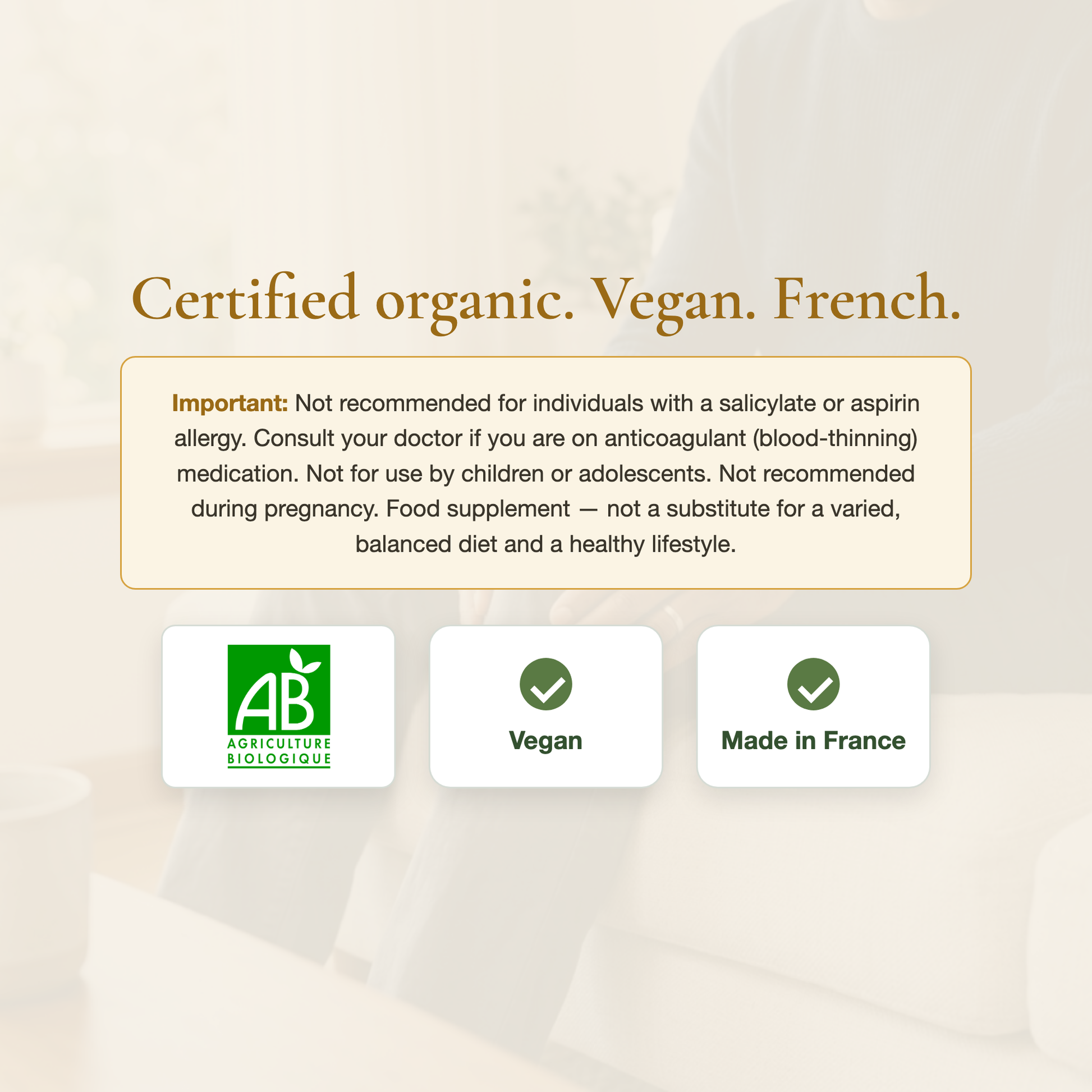 White Willow Bark AB Organic Certified – Vegan French Supplement Joint Support – Made in France | Pure n' Bio