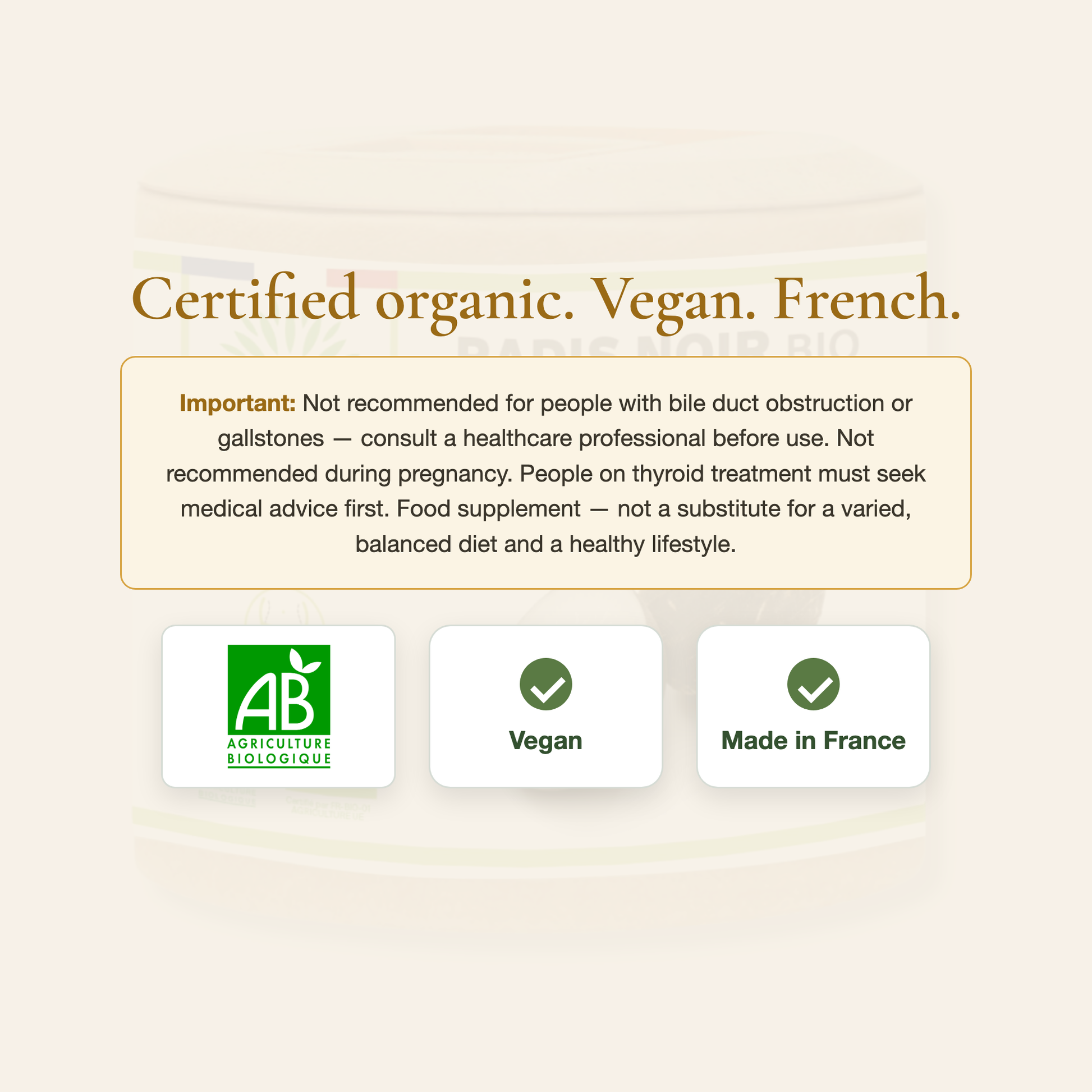 Black Radish AB Organic Certified Vegan French Supplement – Liver & Digestion | Pure n' Bio