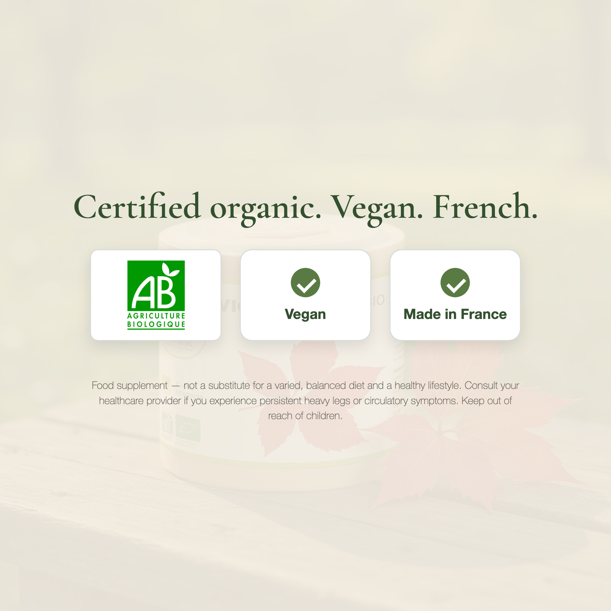 Red Vine Leaf Supplement – AB Organic Certified Vegan French Supplement | Pure n' Bio