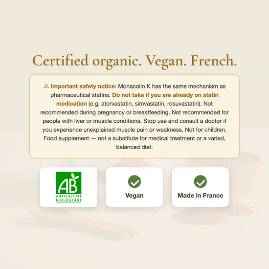 Red Yeast Rice AB Organic Certified Vegan French Supplement – Cholesterol Support | Pure n' Bio