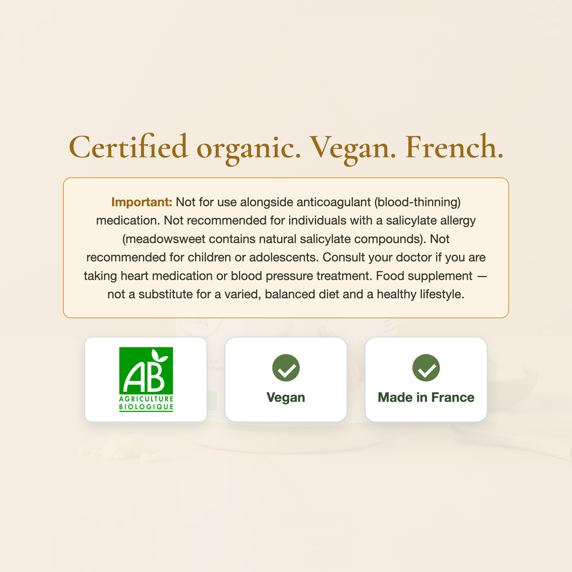 Cardio Supplement AB Organic Certified Vegan French Supplement – Heart & Circulation Support – Made in France | Pure n' Bio