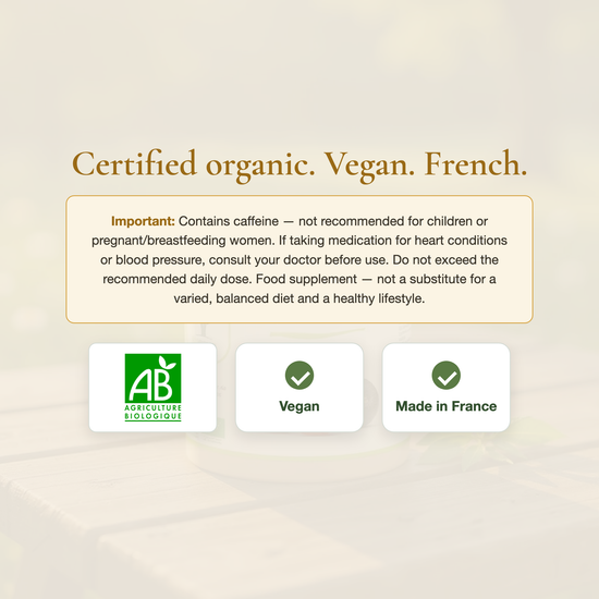 Guarana Supplement – AB Organic Certified Vegan French Supplement Energy Focus Weight – Made in France | Pure n' Bio