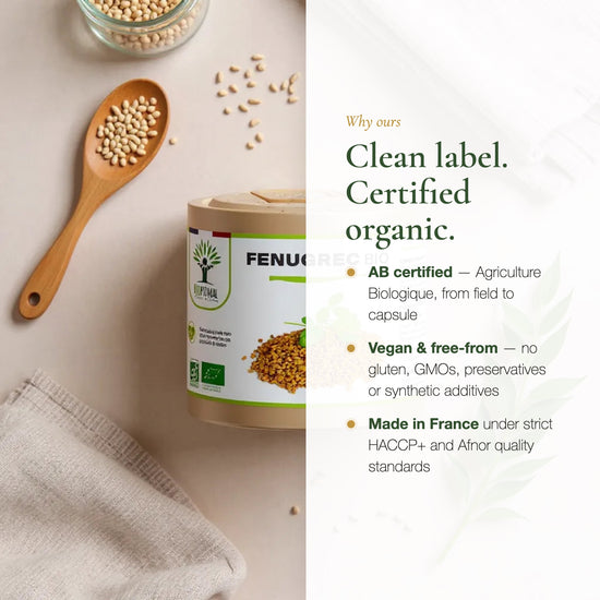 Organic Fenugreek Supplement – Vegan No GMO No Fillers – AB Certified Made in France | Pure n' Bio