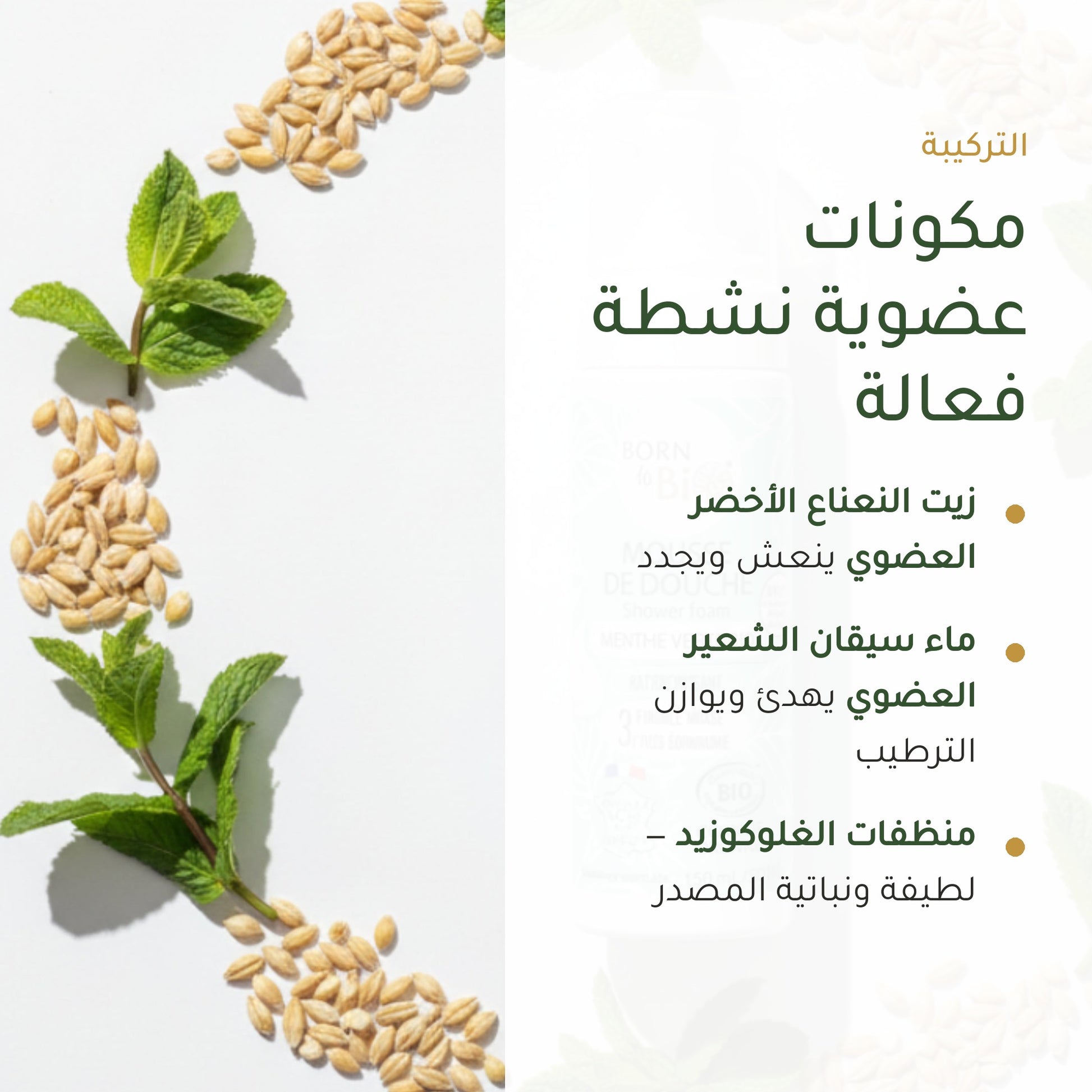 رغوة استحمام عضوية برائحة النعناع الأخضر – مُعتمدة عضويًا | بورن تو بيو فيشي – شريحة 3