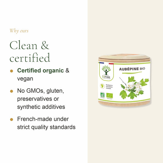 AB Certified Organic Hawthorn Capsules – Vegan, No GMOs, Gluten, Preservatives or Additives