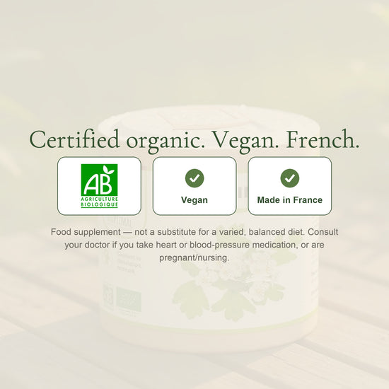 Organic Hawthorn Certifications – AB Organic, Vegan, French Food Supplement
