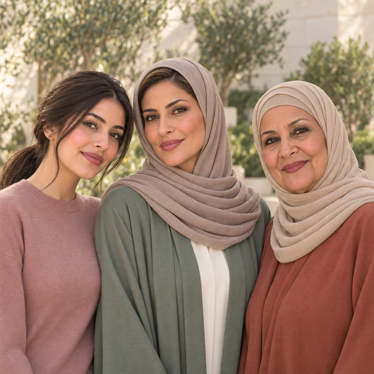 ثلاثة أجيال بإطلالات مكياج طبيعية