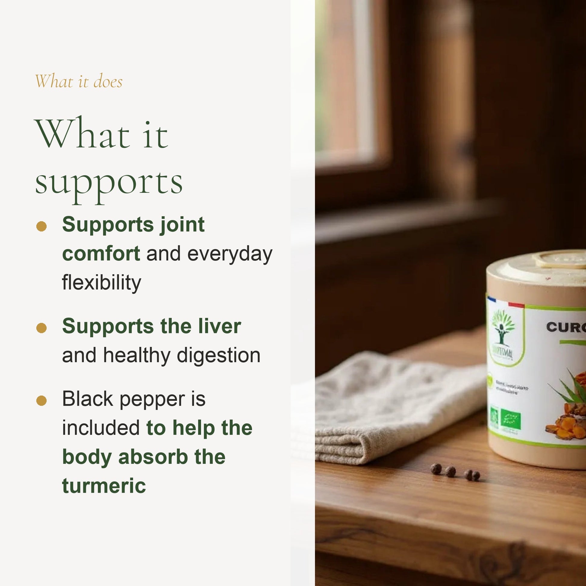 Organic Turmeric & Black Pepper Supplement – Joint & Liver Support – slide 2