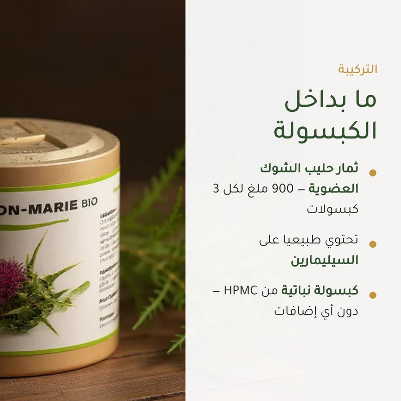 [AR] مكمل غذائي بشوك الحليب العضوي – يدعم صحة الكبد وسهولة الهضم – شريحة 3