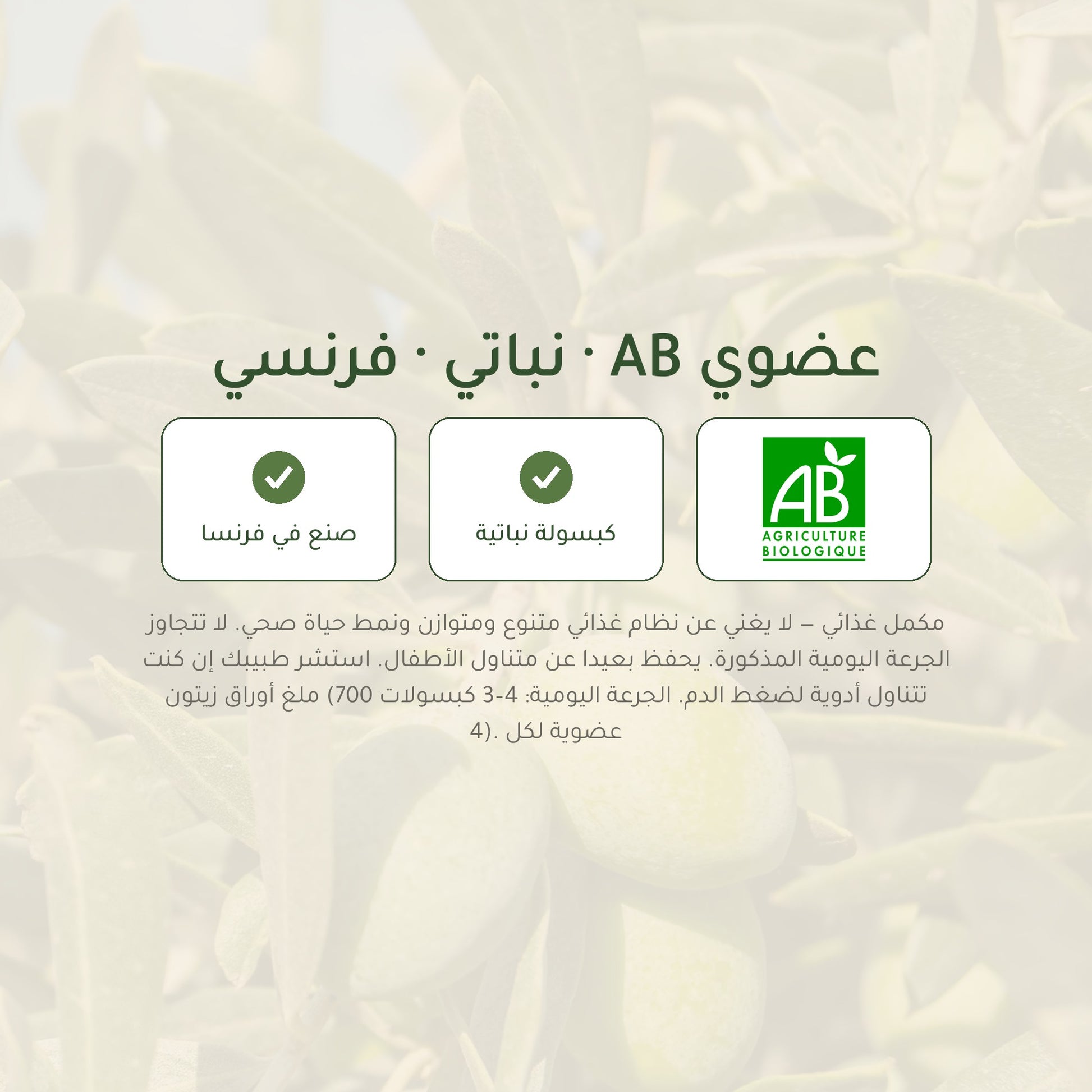 مكمّل غذائي عضوي بخلاصة أوراق الزيتون – لدعم الدورة الدموية وتوازن السوائل – شريحة 7