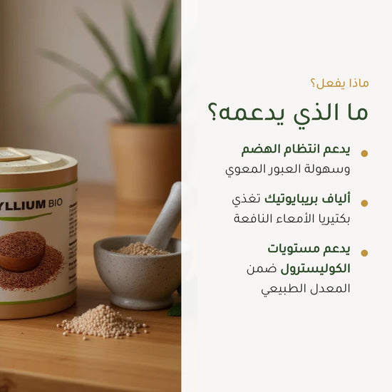 مكمل غذائي عضوي من السيليوم بذور القاطونة - لإنتظام الهضم ودعم صحة القلب – شريحة 2