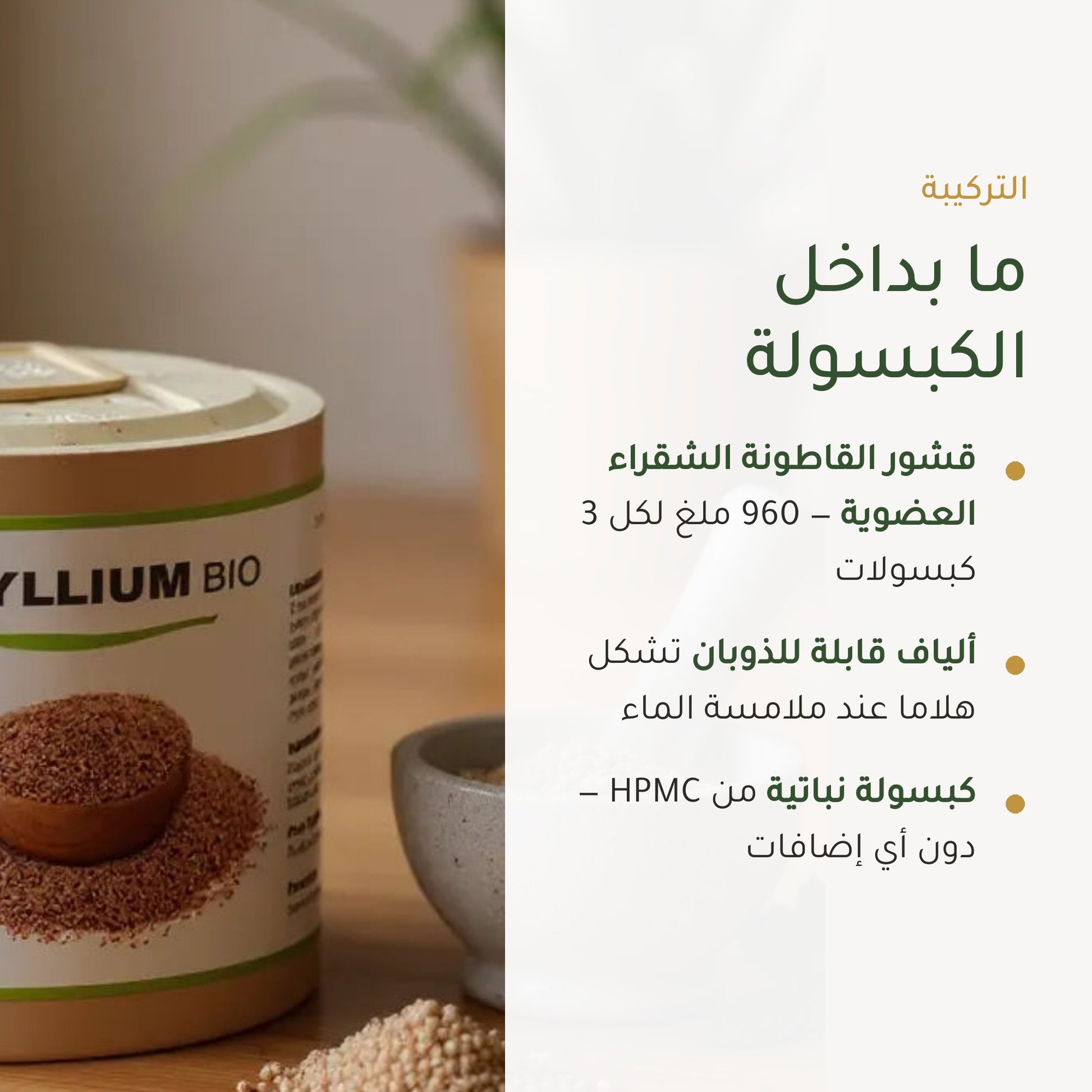 مكمل غذائي عضوي من السيليوم بذور القاطونة - لإنتظام الهضم ودعم صحة القلب – شريحة 3