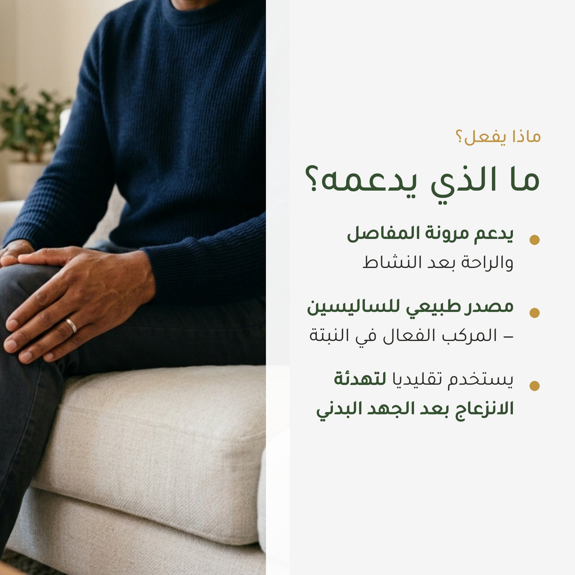 مكمل غذائي من لحاء الصفصاف العضوي – لدعم المفاصل والعضلات – شريحة 2
