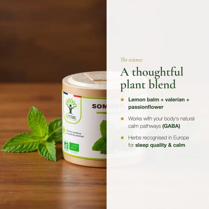 [EN] Organic Sleep herbal supplement – lemon balm, valerian, passionflower (slide 3)