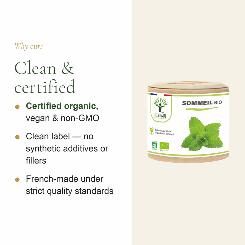 [EN] AB Certified Organic Sleep Capsules – Vegan, Non-GMO, No Synthetic Additives, Made in France