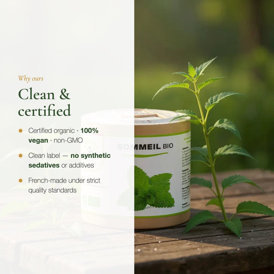 Organic Sleep herbal supplement – lemon balm, valerian, passionflower (slide 4)