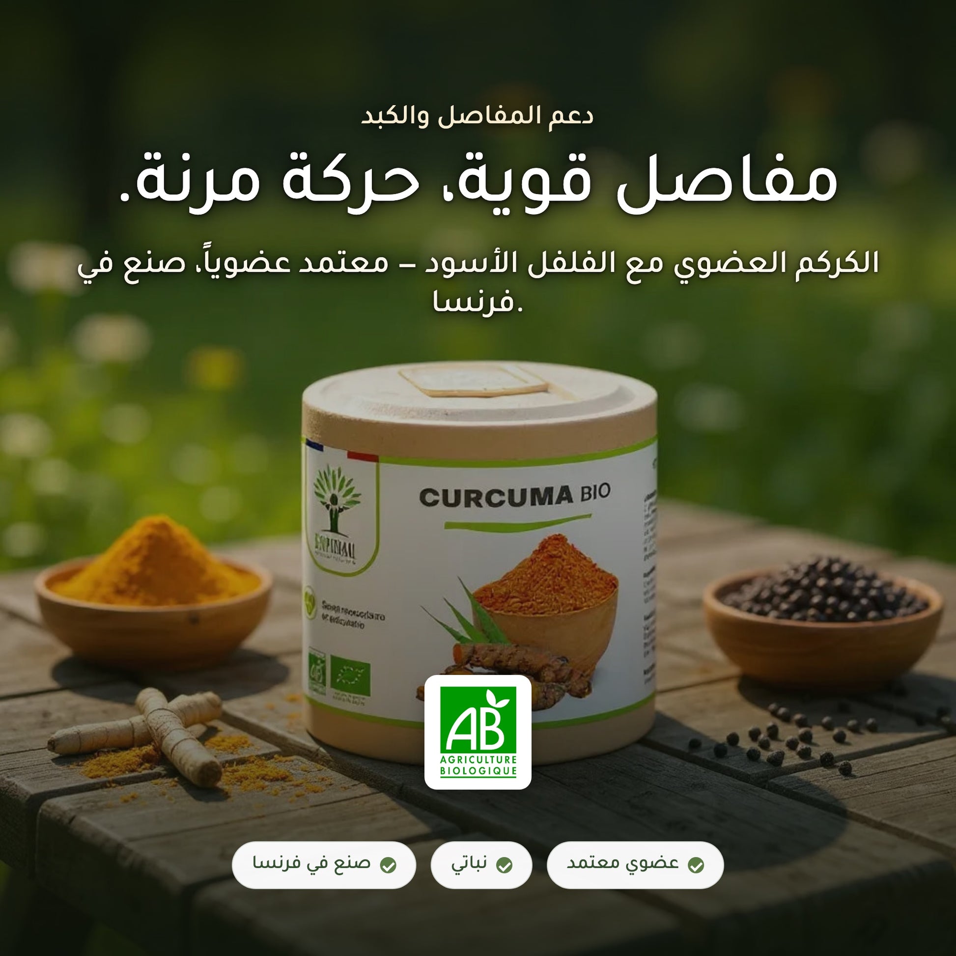 مكمّل الكركم العضوي بالفلفل الأسود لدعم المفاصل والكبد (1)